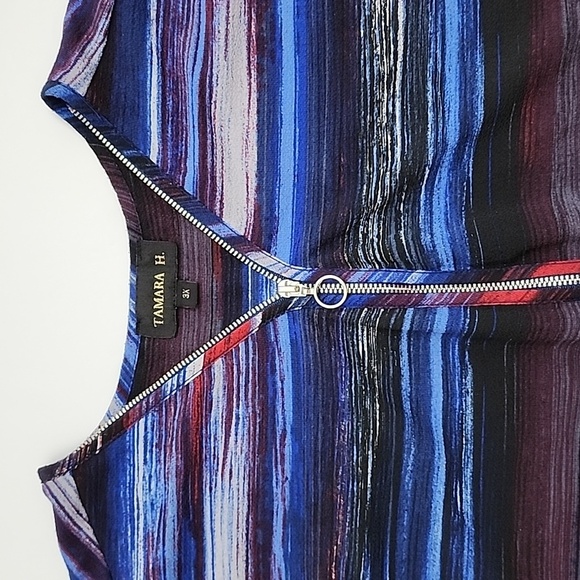 Tamara H. Women's Red Blue  Striped V-Neck Sleeveless Top Size XL - Picture 4 of 11